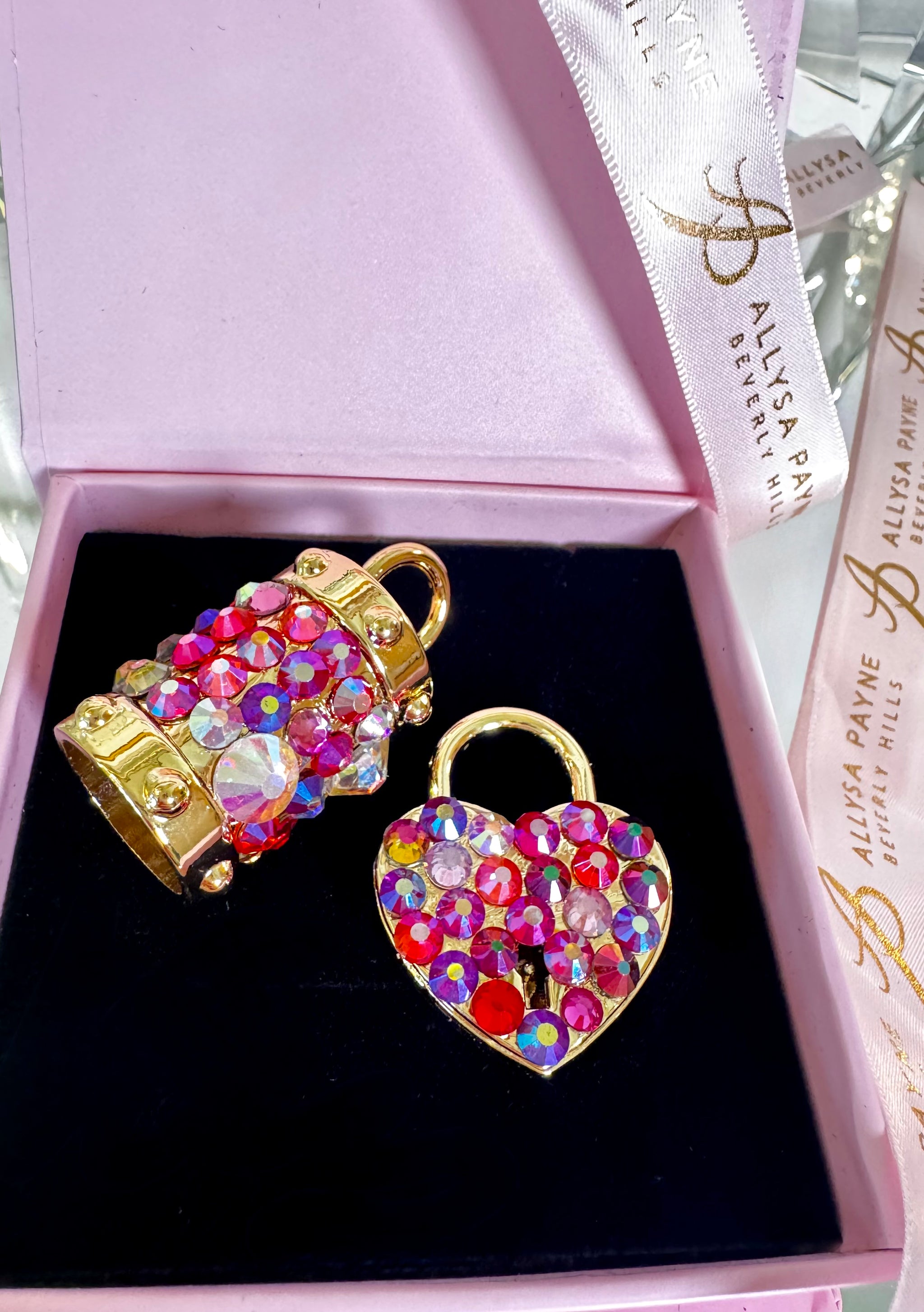 Blush Swarovski Crystal Love Charm Set by Allysa Payne Beverly Hills