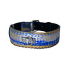 Stunning Multi-Color Blue/Silver/Gold Snake, Classic Collar With Silver Hardware