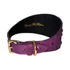 Glamorous Boysenberry, Embossed Studded Italian Leather 3” Wide Style Collar