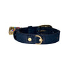 XS/S 7”-14”  Matte Midnight Blue Custom Snake Collar/Custom Gold Oval Italian Hardware & Swarovski Crystal Charm