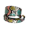 Multi-Color Embossed Snake Italian Leather, 3” Wide Style Collar & Leash Set