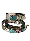 Multi-Color Embossed Snake Italian Leather Collar & Leash Set, with our Italian Made Swarovski Crystal Hardware
