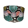Multi-Color Embossed Snake Italian Leather Wide Style Collar With Custom Swarovski Crystal Rivets