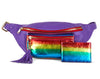 Rainbow Snake, Purple Italian Leather Fanny Pack & Wallet Set