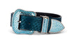 Stunning Iridescent Matte Blue/Green Snake Blue Swarovski Crystal Hardware Collar