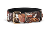 Butterfly Print Italian Leather Classic Collar