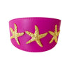 Fuchsia Pink 3” Wide Italian Leather Starfish Collar