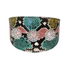 Multi-Color Embossed Snake Italian Leather Wide Style Collar With Custom Swarovski Crystal Rivets