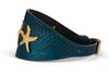 Stunning Iridescent Matte Blue/Green Snake 4” Wide Style Collar With Custom Gold Starfish