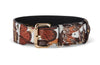 Butterfly Print Italian Leather Classic Collar