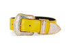 Smooth Yellow Italian Leather With Custom Swarovski Crystal Hardware