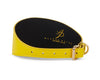 Smooth Yellow Italian Leather 3” Wide Style Collar With Custom Gold Starfish