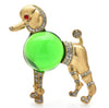 Gold Green Body Poodle Crystal Brooch