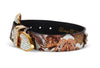 Butterfly Print Italian Leather Collar With Custom Swarovski Crystal Hardware