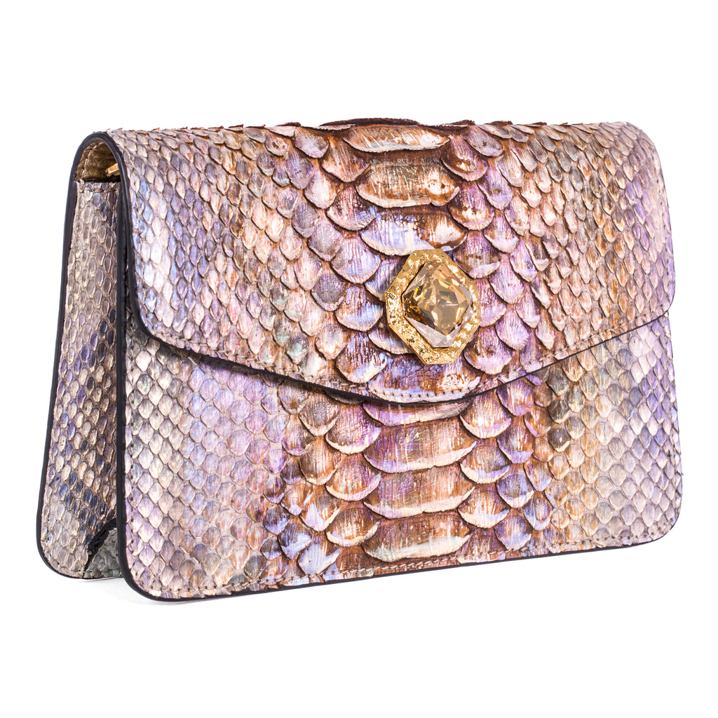 Soft Pink Leather Clutch With Custom Swarovski Stone - Allysa Payne Beverly  Hills