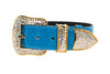 Vegetable Colored Italian Leather Collar With Gold Swarovski Crystal Hardware