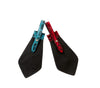 Turquoise & Black Viper Snake and Red & Black Tie, Backed With Italian Leather & Swarovski Crystal Closure Set Of 2