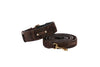 Brown Snake Print Hair On Hide Italian Leather With Classic Hardware Collar & Leash Set
