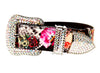 Floral, Scull, Snake Print Italian Leather Collar With Swarovski Crystal Hardware