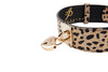 Champagne Gold Leopard Print Italian Leather Reversible Heart Locket/Classic Collar & Leash Set