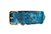 Blue Floral Mosaic Italian Leather/Classic Collar