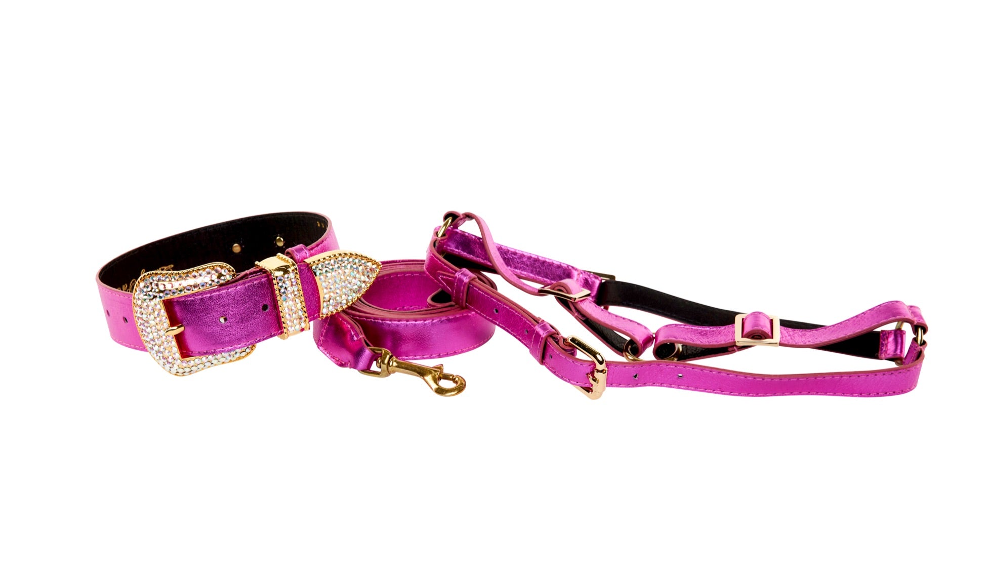 HOT Real Leather Dog Harness Pink Crystal Dog Harness Pink