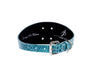 Turquoise Embossed Croc Italian Leather 3” Wide Style Collar With Large Silver Custom Rivet