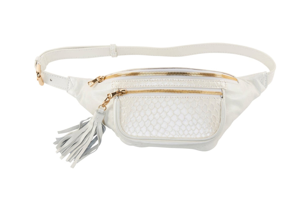 Pearl White Italian Leather/Pearl White Tilapia Fanny