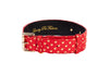 Red & Gold Polka Dot Italian Leather Classic Collar