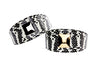 Black & White Snake Wide Style 3” Collars With Large Silver & Gold Rivets