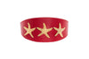 Gorgeous Red Italian Leather 3” Wide Style Collar With Custom Gold Starfish