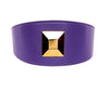 Purple Italian Leather 3” Wide Style Collar With Large Gold Custom Rivet