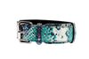 Green, Blue, Black, Red Embossed Snake Italian Leather Collar With Gold Classic Hardware