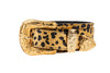 Leopard Print Italian Leather Collar With Gold Western Style Floral Hardware