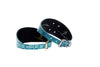 Turquoise Embossed Croc Italian Leather 3” Wide Style Collar Set Of 2