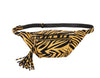 Black & Gold Zebra Print Italian Leather Cross Body Belt Bag