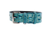 Turquoise Embossed Croc Italian Leather With Silver Classic Hardware