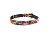 Floral, Scull, Snake Print Italian Leather Collar With Gold Oval Hardware