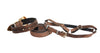 Brown/Black Embossed Snake Italian Leather Collar With Swarovski Crystal Hardware Leash & Harness Set