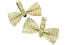Green & Gold Embossed Croc Italian Leather Bowtie Set Of 2