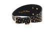 Black & Gold Polka Dot Italian Leather 3” Wide Style Collar With Gold Hardware