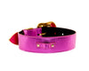 Pink Foil Italian Leather/Swarovski Crystal Collar, Leash, Harness Set