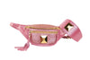 Pearl Pink Italian Leather/Purple Tilapia Fanny Pack With Large Gold Rivet & Matching 3” Wide Style Collar