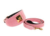 Soft Pink Snake 3” Wide Style Collar With Custom Large Gold Rivet & Leash Set