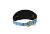 Blue Floral Mosaic Italian Leather 3” Wide Style Collar