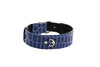 Blue Embossed Croc Italian Leather Collar With Gold Classic Hardware