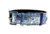 Light Blue/Dark Blue Silver Iridescent Snake Collar With Silver Classic Hardware
