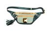 Pearl Green Italian Leather/Light Green Tilapia Fanny Pack With Custom Large Gold Rivet