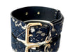 Luxury Pet Fashion Navy Lace Over Leather Collar