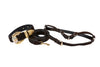 Dark Leopard Hair On Hide Italian Leather, Ornate Italian Swarovski Crystal Hardware Collar, Leash, Harness Set